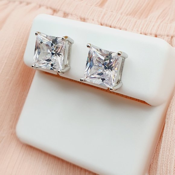 "8MM S925 Sterling Silver CZ Stud Earrings for Women/Girl, US19251038 - Picture 3 of 9